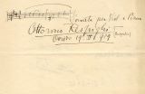 RESPIGHI, Ottorino [1879-1936]: Autograph music album leaf  with place, date and signature - Eigenhändiges musikalisches Albumblatt mit Ort, Datum und Unterschrift. Oviedo, 19.II.1929. Quer-Oktav 17 x 23cm. 1 page. 
