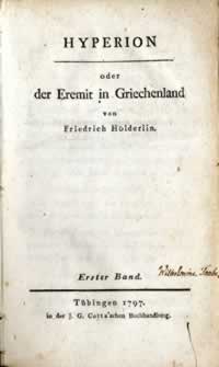 Erstausgabe von Friedrich Hölderlin: Hyperion oder der Eremit in Griechenland