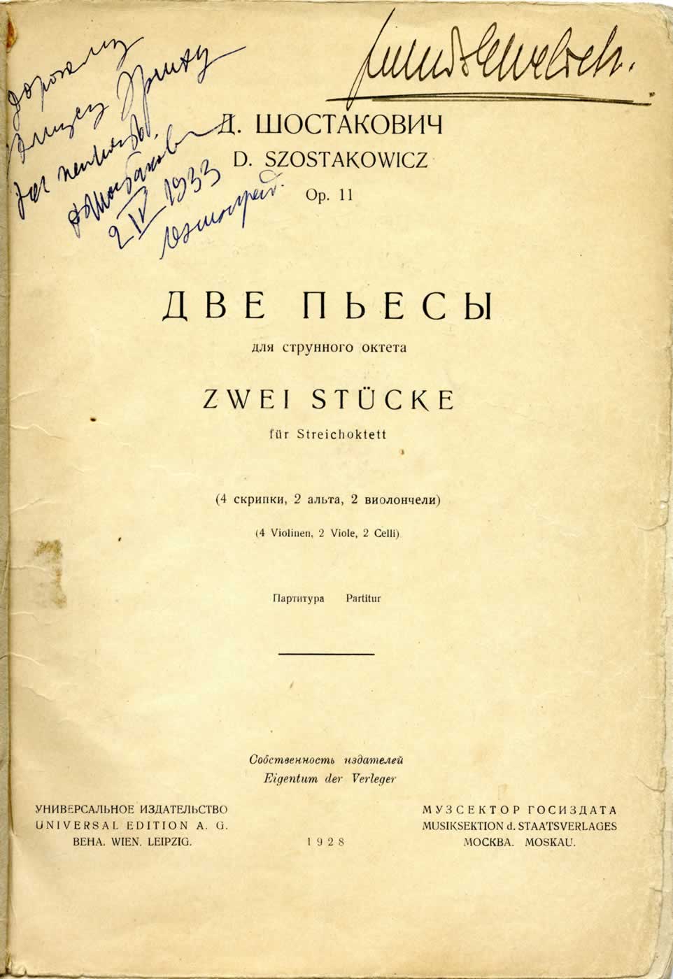 Dmitri Schostakowitsch - Sehr seltene Originalausgabe
