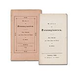 HEINE, H.: Ueber den Denunzianten. Eine Vorrede zum 3. Theile des Salons. Hamburg, Hoffmann und Campe 1837. 1 Bl., 39 S. Farbiger, illustrierter Originalumschlag. 
