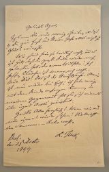 TIECK, Ludwig [1773-1853]: Eigenhändiger Brief mit Unterschrift. Berl[in],, 21.Dec[em]b[e]r 1844.. Groß-Oktav. 1 Seite auf Doppelbogen. 23 x 14 cm. Blindstempel. Knickfalten.   