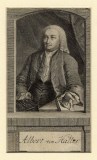 HALLER, [Albrecht] von. - Portrait, Porträt, Brustbild, Halbfigur sitzend. Kupferstich [gestochen von Crusius]. [Um 1800]. 15 x 9 cm. Knapp beschnitten. 