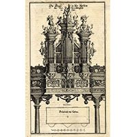 [MERIAN, M.]: Die Orgel in der Kirchen Zur Heil. Dreyfaltigkeit in Ulm. [Frankfurt a. M., Merian] 1643 Kupferstich 28 x 16,5 cm 