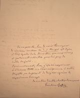 ROSSINI, Gioachino [1792-1868]: Autograph letter with signature, together with a letter signed by J.L. Heugel to Napoleon III. Paris, 28. Mai 1862. Quarto 31.5 x 21.3 cm. 3 pages as a double sheet, folded in two, with postal receipt stamp of the Imperial Cabinet. 