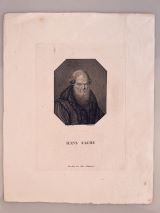 SACHS, Hans: Portrait, Porträt, Brustbild nach rechts. Kupferstich in Punktiermanier von Fleischmann nach H. Hoffmann. Zwickau, Gebr. Schumann [ca. 1820] 17,8 x 12,5 cm 