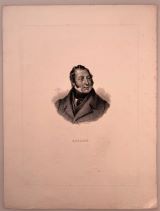 ROSSINI, Gioachiono. - Portrait. Porträt. Brustbild. Stahlstich von P. E. Bertonnier. [Paris vor 1848]. 25 x 18 cm. Schöner, breitrandiger Abzug. 