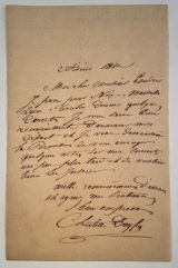 DREYFUS-ALEXANDRE, Charlotte [1816-1901]: Eigenhändiger Brief mit Datum und Unterschrift. [Paris], 2. 2. 1860.. Oktav. 21,4 x 13,5 cm. 1 Seite mit blindgeprägten Initialen. Papierbedingt etwas gebräunt. 