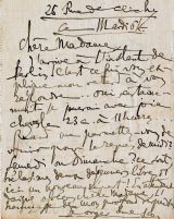ENESCO, Georges [1881-1955]: Eigenhändiger Brief mit Ort und Unterschrift. Autograph letter with place and signature. Paris, 26 Rue de Clichy, Mardi [12. Poststempel 13.] Dezember 1911. Oktavo 14 x 11cm. 1 page. 