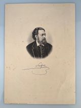 SUCHER, Joseph. - Portrait. Porträt. Brustbild nach rechts. Lithographie mit faksimilierter Unterschrift. [ca. 1880] 29 x 20,5 cm. Leicht stockfleckig. Knickfalte am unteren Ende. 